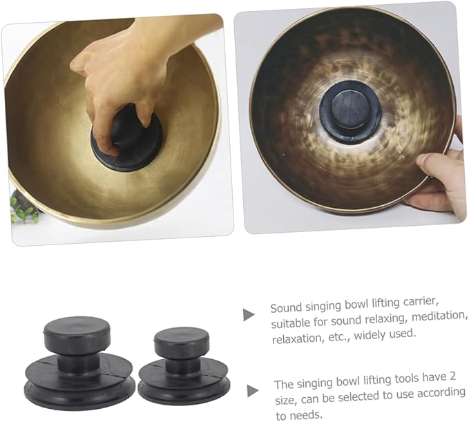 Toyvian Singing Bowl Suction Cups 2-Pack Rubber Handles for Secure Nepali Sound Bowl Lifting Meditation Accessories - Bloomnest