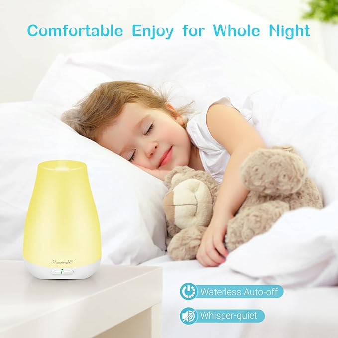 Homeweeks Diffusers, 100ml Colorful Essential Oil Diffuser with Adjustable Mist Mode, Auto Off Aroma for Bedroom/Office/Trip (100 ML 1 Pack) - Bloomnest