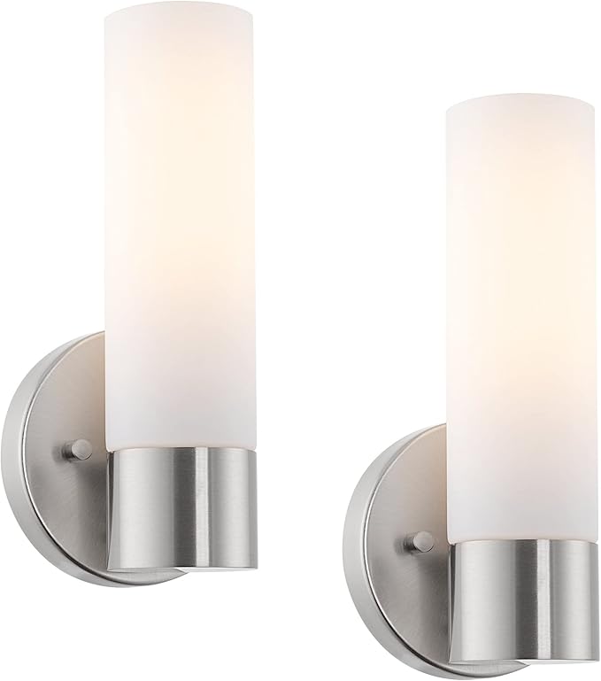 Kira Home Sol 10" Modern Wall Sconce with Frosted Glass Shade, for Bathroom/Vanity, Brushed Nickel Finish, 2-Pack - Bloomnest
