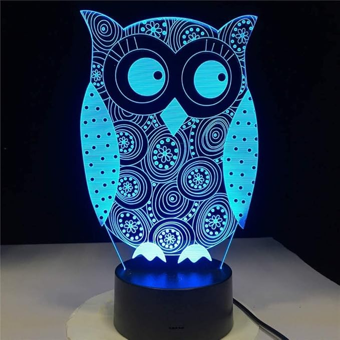 3D Owl Night Light led Lamp Illusion 7 Color Changing Touch Switch Table Desk Decoration Lamps Birthday Gift Acrylic Base USB Cable Toy - Bloomnest