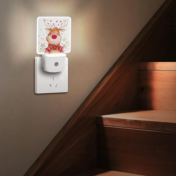 Christmas Deer Night Light, Plug into Wall Decor Nightlights for Bedroom, Bathroom, Hallway, Kitchen, with Dusk to Dawn Light Auto Sensors LED Night Lights for Boys Girls Women Men Room Gifts - Bloomnest