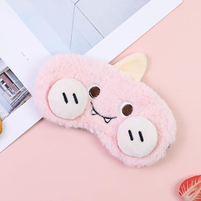 Cute Sleep Eye Masks for Kids, Kawaii Cartoon Kids Sleeping Mask for Women Boys Girls Teens, Soft Plush Adjustable Eyeshade Travel Nap Eye Cover (Blue+Pink Monster) - Bloomnest