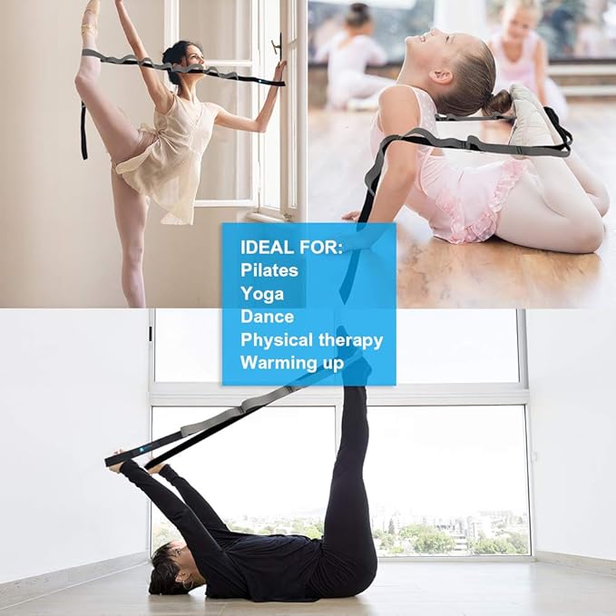 Premium Durable Stretch Straps with Loops, Stretching Strap for Physical Therapy, Multi-Loop Yoga Strap Fitness Exercise Strap for Yoga, Pilates, Dance, Flexibility&Exercise - Bloomnest