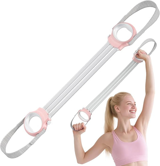 Figure 8 Fitness Resistance Bands with Handles, 20-60lb Adjustable Elastic Excercise Band, Non-Slip Fabric Silicone Bands for Strength Stretch Flexibility Training Arms Back Shoulder Chest Legs - Bloomnest