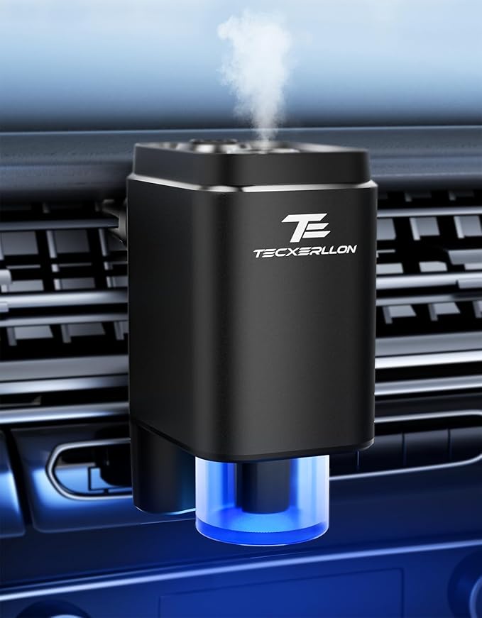 Smart Car Air Freshener, Car Air Freshener Diffuser, Car Diffuser with 360° Rotatable Vent Clip 3 Smart Scent Modes, 6 Refillable Scents for Long Lasting Fragrance - Bloomnest