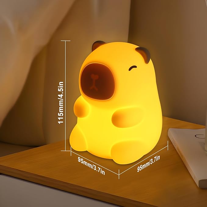 Night Light for Kids, 7 Color Changing BPA-Free Silicone Lamp with Touch Control, Eye Protection, Rechargeable Battery, Soft & Safe Nursery Lamp for Boys & Girls (Turtle Backpack Capybara) - Bloomnest