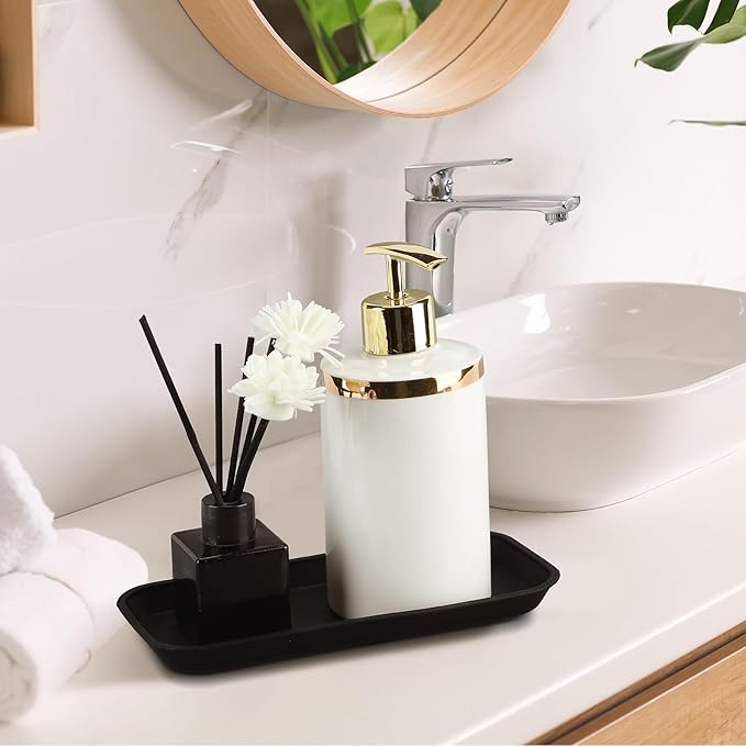 Wenqik 6 Pcs Silicone Bathroom Vanity Trays for Counter Multifunctional Bathroom Counter Tray Multipurpose Decorative Tray for Kitchen Desk Kitchen (Black)