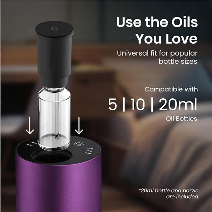 LiteMist Cold Air Essential Oil Diffuser – Waterless Nebulizing Aroma Diffuser, USB-C Cordless 2000mAh Battery, Aluminum Portable Scent Diffuser for Home Office Car, 0.7oz / 20ml - Bloomnest