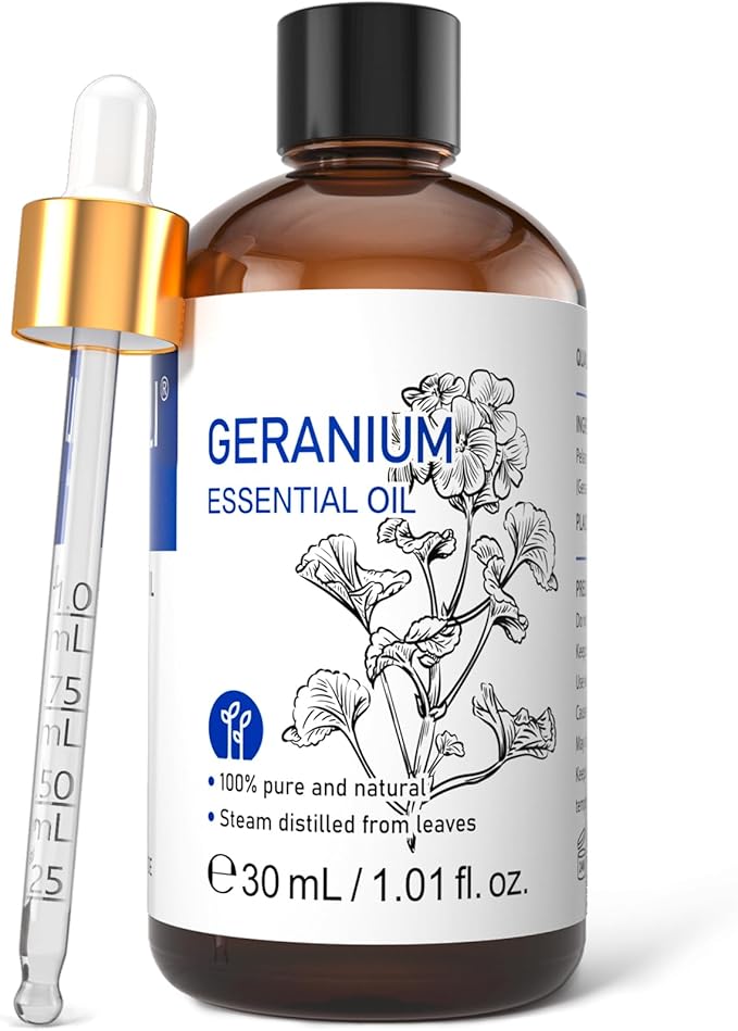 HIQILI 30ML Geranium Essential Oil， for Skin, Diffuser & Candle, 100% Pure and Natural - 1.01 Fl.Oz - Bloomnest