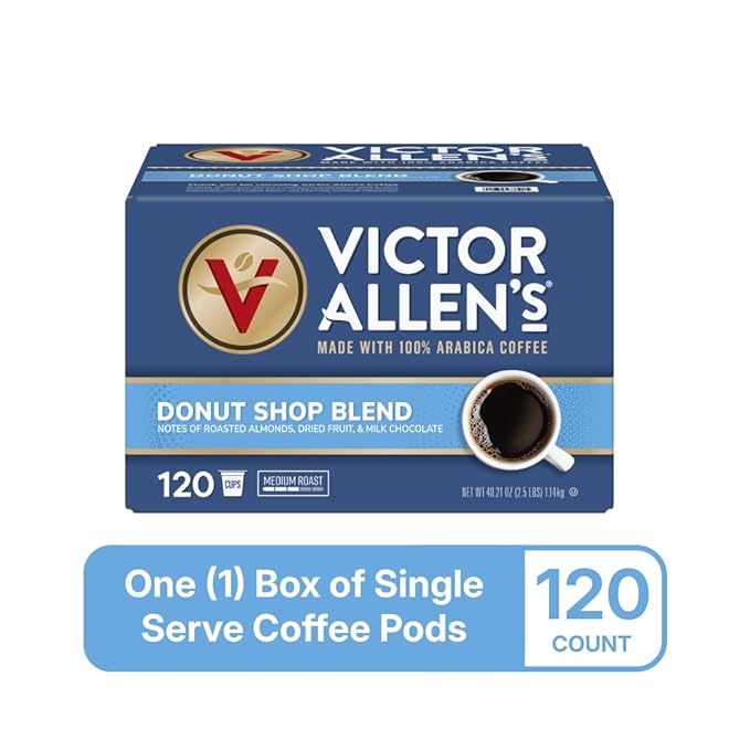 Victor Allen's Coffee Donut Shop Blend, Medium Roast, 120 Count, Single Serve Coffee Pods for Keurig K-Cup Brewers - Bloomnest