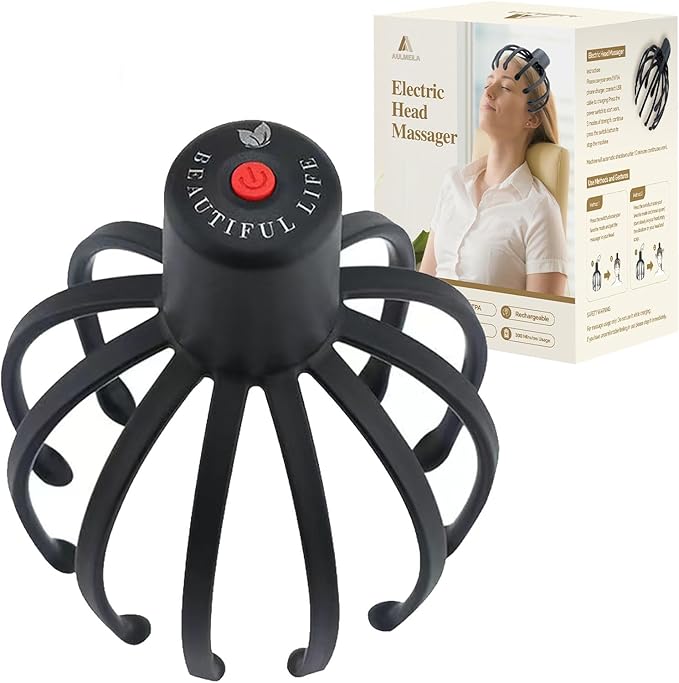 Electric Scalp Massager with 3 Modes, Head Massager Scalp, 360 Degree Head Massager, Cordless Portable Head Scratcher for Stress Relax, Birthday & Christmas Gift Bloomnest