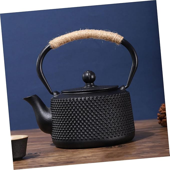 Japanese Cast Iron Tea Kettle with Infuser Metal Teapot for Home and Office Small Sturdy Desktop Tea Kettle Retro Design