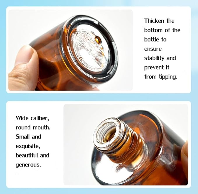 2Pcs 50ML/1.7OZ Empty Amber Glass Diffuser Bottles Essential Oil Aromatherapy Container Jars Fragrance Accessories Use for DIY Replacement Reed Diffuser Stick Sets Bloomnest