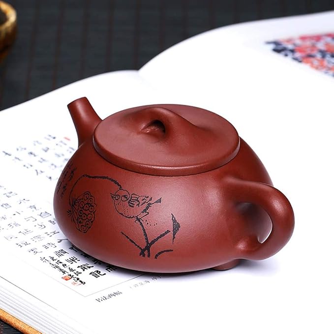 Yixing Clay Teapot 9oz Chinese Zisha Clay Shipiao Lotus Pot Purple Mud Kungfu Tea Set Kettle - Bloomnest