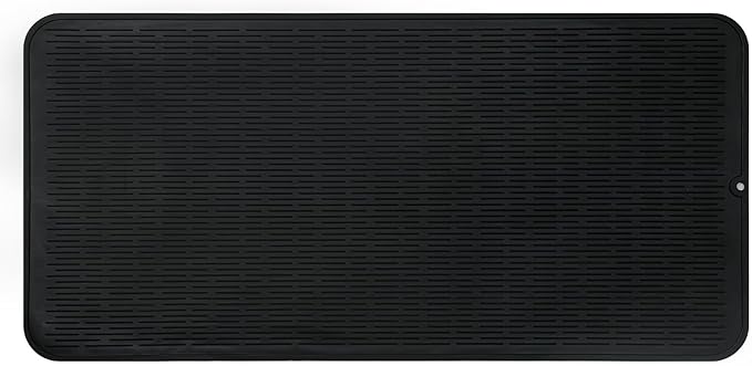 Silicone Dish Drying Mat for Multiple Usage,Easy clean,Eco-friendly,Heat-resistant Silicone Mat for Kitchen Counter or Sink,Refrigerator or Drawer Liner Black 5XL 36inches x 18inches - Bloomnest