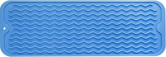 Silicone Dish Drying Mat for Multiple Usage,Easy clean,Eco-friendly,Heat-resistant Silicone Mat for Kitchen Counter,Sink,Bar,Bottle,or Cup Lichen Blue M 17 inches x 6 inches - Bloomnest
