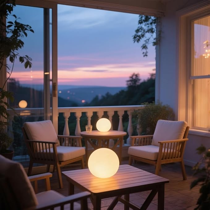 LED Night Light Ball Globe Lamp with Remote 8 Inch 16 RGB Colors Dimmable Mood Lights Rechargeable Outdoor Globe Light for Patio Nursery or Home Decor IP65 Waterproof Ball Light - Bloomnest