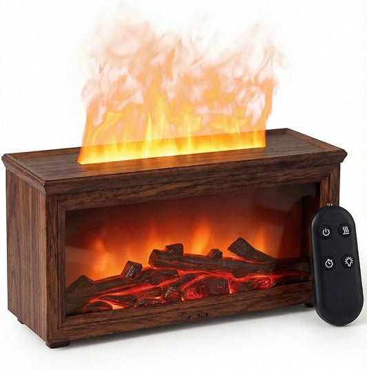 Essential Oil Diffuser, 7-Color Fireplace Fire Flame Aromatherapy Humidifier, 280ml Ultrasonic Aroma Diffuser Valentine's Day Gift with Time Sets and Remote Control for Bedroom Home Yoga Office - Bloomnest