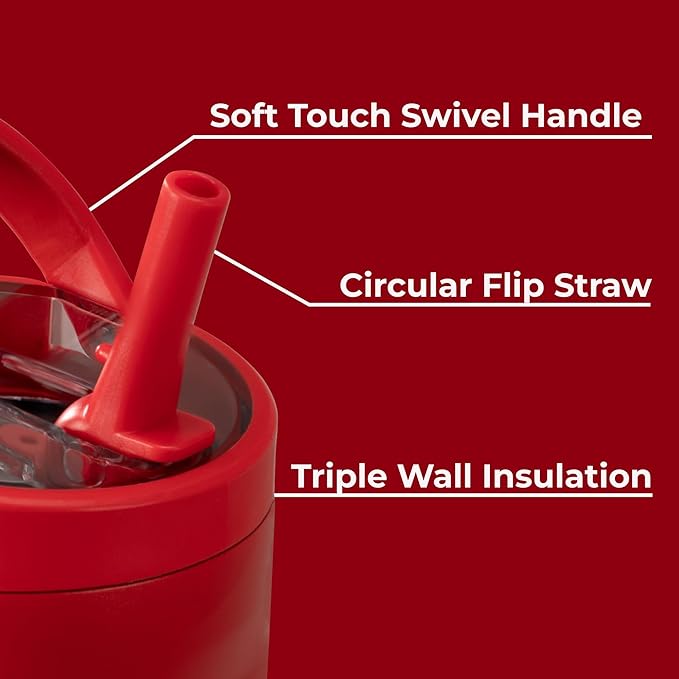 HydroJug Sport - Stainless Steel Tumbler with Straw, Vacuum Insulated, 32oz Leakproof Water Bottle, Ergonomic Design, Reusable, Dishwasher Safe, Rubber Base, Durable for Gym or Outdoors, Alumni Red