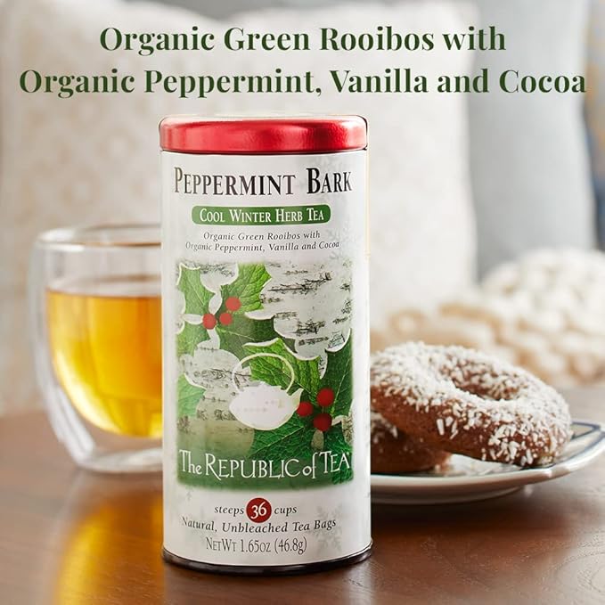 The Republic of Tea - Peppermint Bark, Cool Winter Herb Tea, 250 Tea Bags, Caffeine-Free - Bloomnest