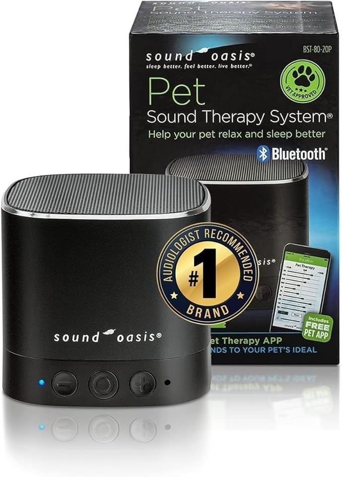 Sound Oasis Pet Bluetooth Sound Machine, 20 Dr Developed Calming Sounds to Soothe, Relax, Separation, Anxiety, Stress Relief, Sleep for Canine, Puppy, Dog, Cat for Storms, Fireworks, Barking, Travel - Bloomnest