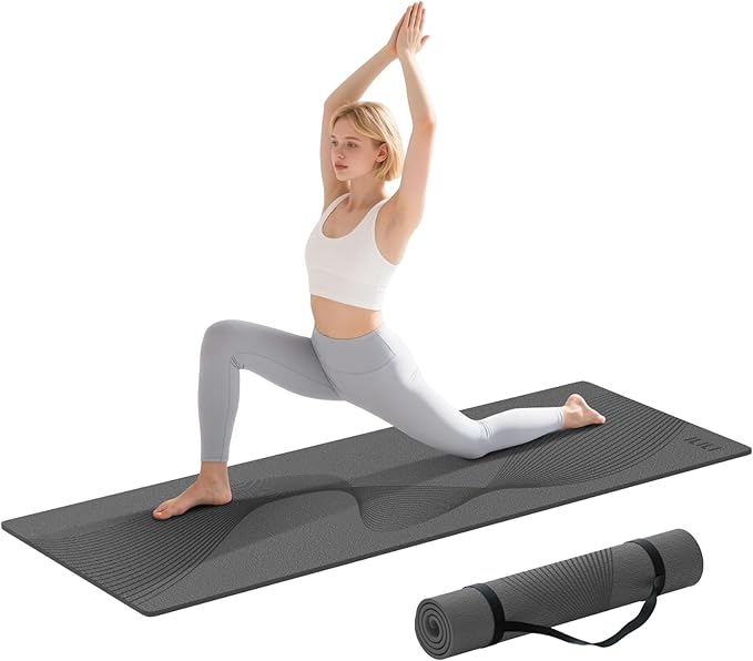 ILILI Yoga Mat, 72x25×0.3 Inch, Non-Slip, TPE Exercise Mat, Tear-Resistant, Fitness Yoga Mat with Carrying Strap, Ideal for Yoga, Pilates, Home Workouts, Stretching & All Fitness Routines