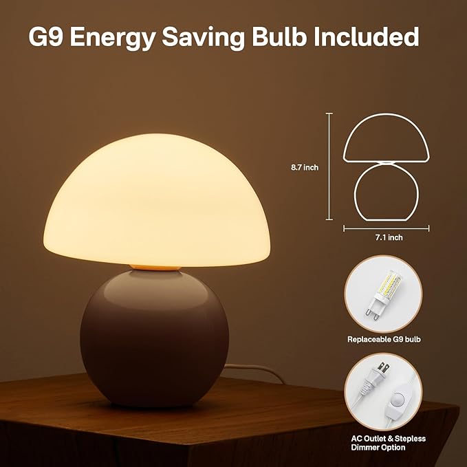 Mushroom Lamp Table Lamp for Bedroom,Desk Bedside Small Lamps for Living Room Night Stands,Mushroom Decor Cute Mini Modern Mid Century Lamps,Unique Aesthetic Home Living Room Decor(Coffee) - Bloomnest