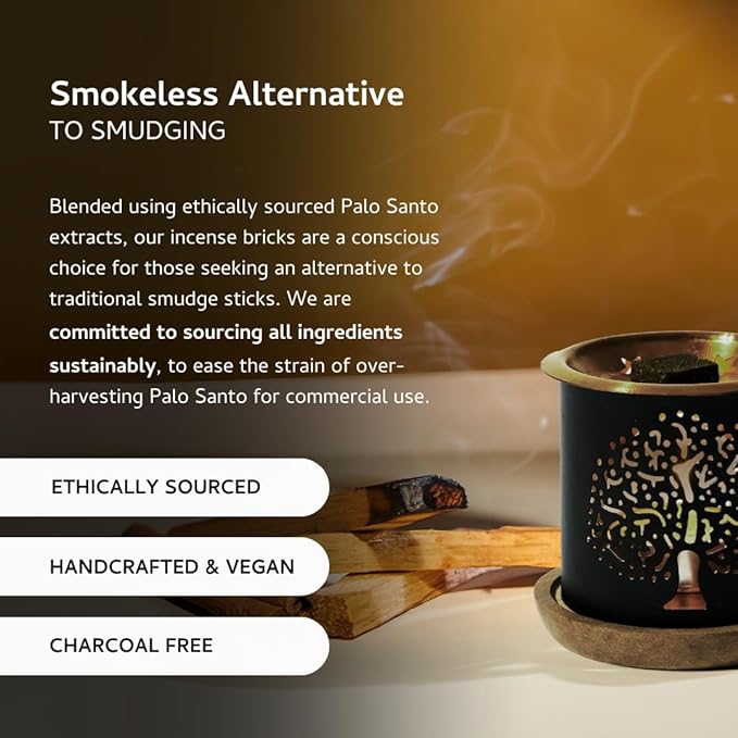 Palo Santo & Cinnamon Smokeless Incense Bricks Refill | 3 x 9 Bricks | Aromatherapy | Smudging | Made with Essential Oils | Natural Air fresheners for Home | Spiritual Meditation Accessories Aromafume