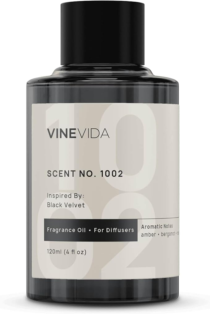 VINEVIDA [4 Fl Oz] Scent NO.1002 Inspired By Black Velvet Fragrance Oil For Cold Air Diffusers, Aromatic Notes of Amber Bergamot Rose, Essential Oils for Diffuser Oil Refill & Air Freshener Room Spray - Bloomnest
