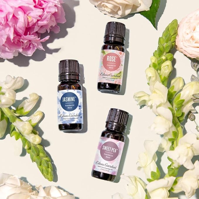 Edens Garden In Bloom Essential Oil 3 Set – 100% Pure Therapeutic Grade, Undiluted Aromatherapy- Jasmine, Rose & Sweet Pea Floral Blends– No Artificial Fragrance & Natural For Diffusers, 10 ml/ 3 Pack - Bloomnest