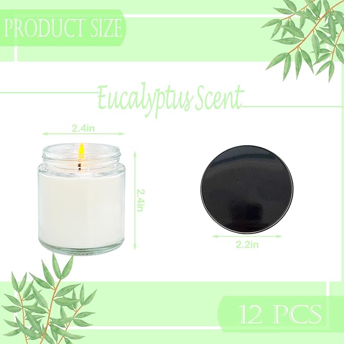 12 Pcs 4 Oz Mini Soy Candles,Eucalyptus Scented,Aromatherapy Candle,Bulk Candle Set，Great Stress Relieving Scented Candles for Girls as a Gift for Birthdays, Weddings and More! - Bloomnest