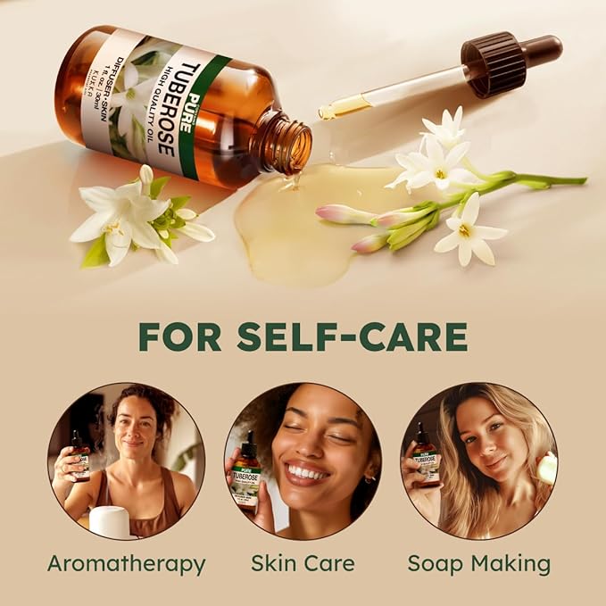 KUKKA Tuberose Essential Oils - 1 Fl Oz - for Hair, Skin, Diffuser, Aromatherapy & DIY Soap Making Scent - Bloomnest