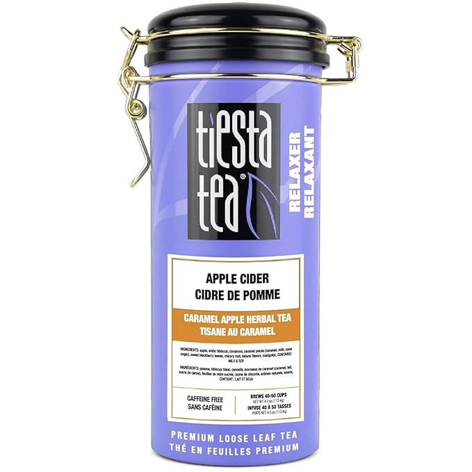 Tiesta Tea - Apple Cider, Loose Leaf, Caramel Apple Herbal Tea, Blend, Non-Caffeinated, Makes Hot or Iced Up to 40-50 Cups, 4oz Refillable Tin - Bloomnest
