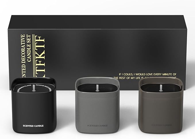 Scented Candles for Men - 3 Pack Vanilla Teakwood Mens Candles Gift Set | Essential Oil Soy Wax Candle | Luxury Masculine Gifts for Him, Husband, Boyfriend - Bloomnest