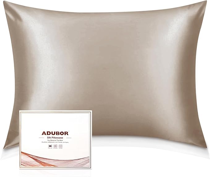 Adubor 100% Silk Pillowcase - Mulberry Silk Pillow Cases, 23 Momme 6A Grade Fibers, Silk Pillow Case for Hair and Skin Health, with Hidden Zipper (Queen 20''x30'', Apricot, 1PC) - Bloomnest