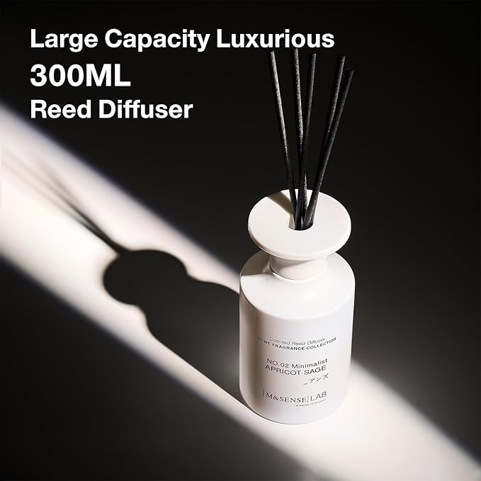 M&SENSE Reed Diffuser Set, 10.14 oz Non Toxic Reed Diffuser Apricot Sage Scented Home Fragrance Aromatherapy Diffuser for Bedroom Bathroom Office Home Decor Housewarming Gift