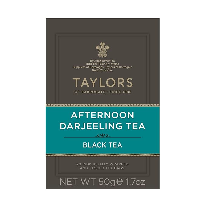 Taylors of Harrogate Afternoon Darjeeling, Black Tea, Individually Wrapped Bags 20 Count (Pack of 1), Delicate, Sweet & Floral, Caffeinated, Enjoy Hot or Iced, 20 Teabags - Bloomnest