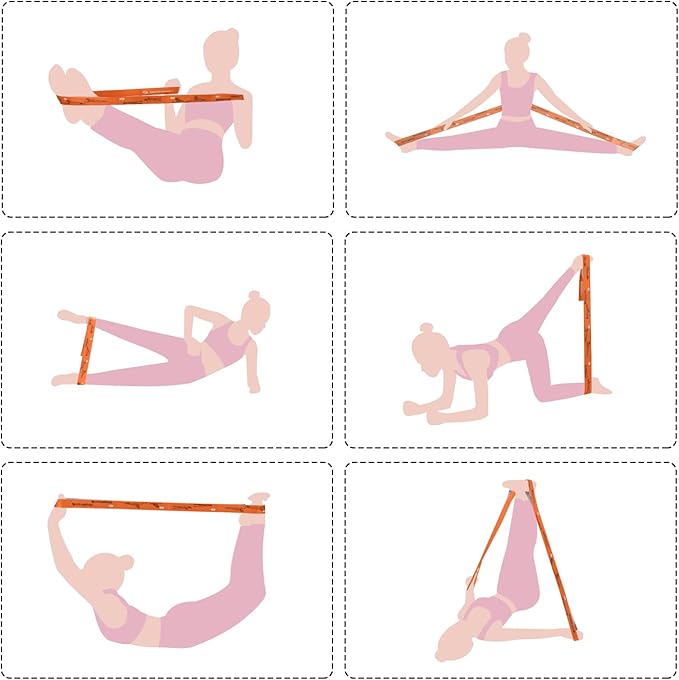 Yoga Strap for Stretching - 8 Loops Stretching Strap - Essential Yoga Accessories for Flexibility and Enhanced Stretching - Ideal Stretch Strap in Yoga and Pilates - Bloomnest