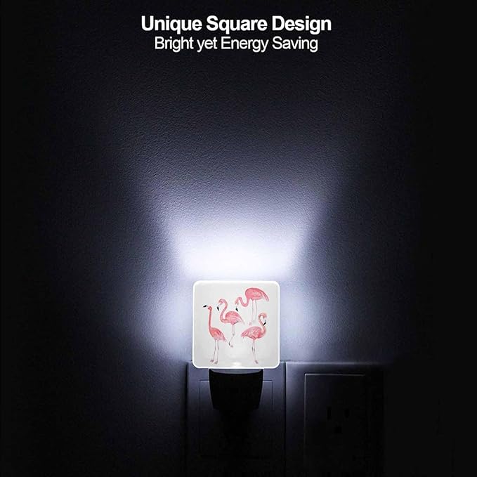 LED Night Light,Watercolor Flamingos LED Night Light Plug into Wall with Dusk to Dawn Light Sensor White Energy Efficient Nightlight for Bedroom Bathroom Hallway Living Room Kitchen - Bloomnest