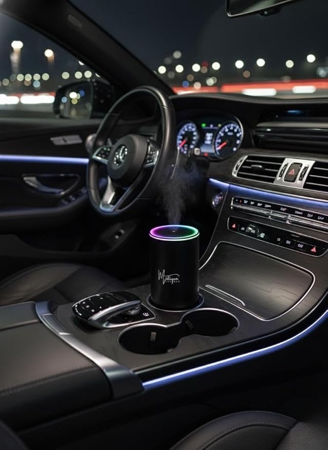 Mistique Smart Portable Waterless Car and Home Fragrance Oil Diffuser with LED Ceiling Lighting - Essential Oil Diffuser, Car Air Freshener & Single Room Home air Freshner JK-577 Fragrance - Bloomnest