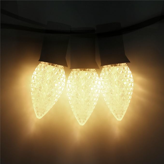 Meconard C7 Led Replacement Christmas Light Bulbs, C7 Shatterproof Led Bulbs for Christmas Indoor Outdoor String Lights, E12 Candelabra Base, Commercial Grade Holiday Bulbs, Warm White, 50 Pack - Bloomnest