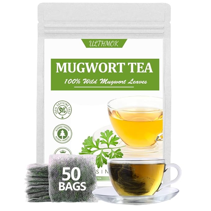 Premium 50 Mugwort Tea Bags, Made with 100% Pure Mugwort Tender Leaves, No Additives & Caffeine Free. - Bloomnest
