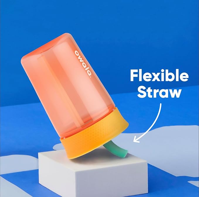 Owala Kids Insulation BPA-Free Plastic Tumbler with Spill Resistant Flexible Straw, Easy to Clean, Kids Water Bottle, Great for Travel, Dishwasher Safe, 15 Oz, Orange and Peach (Watermelon) - Bloomnest