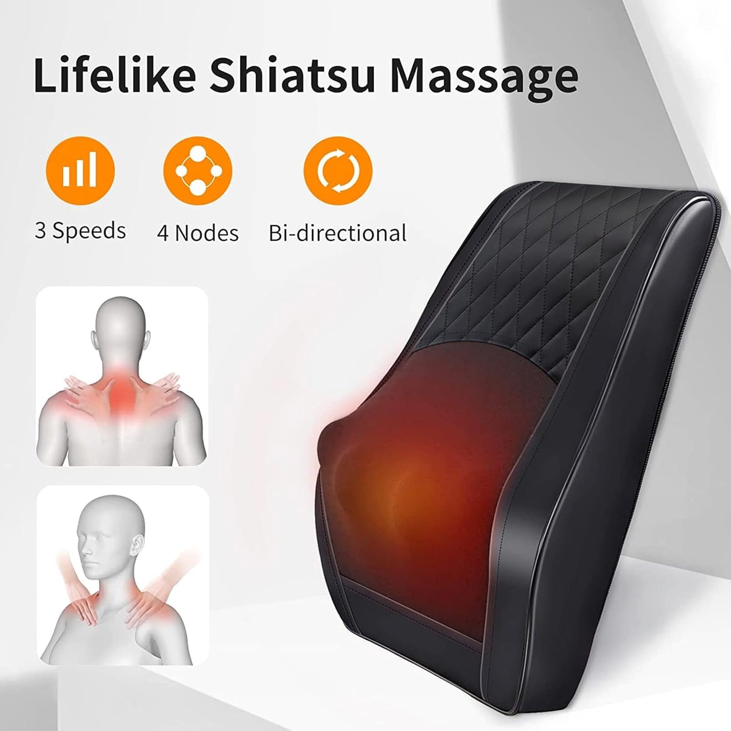 Boriwat Neck Massager with Heat, Shiatsu Massage Pillow for Pain Relief, Massagers for Neck and Back, Shoulder, Leg, Christmas Gifts for Men Women Mom Dad, Stress Relax at Home Office and Car