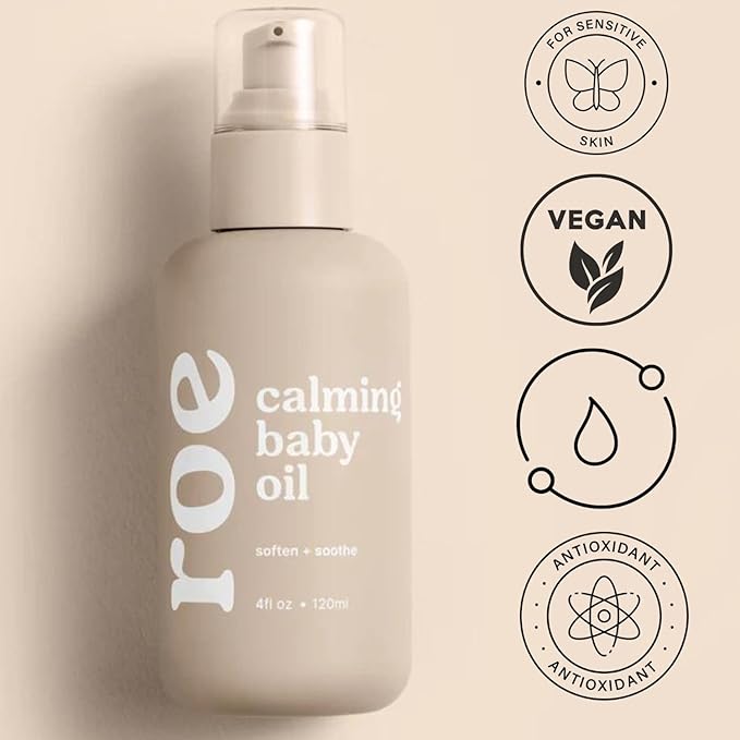 Roe Wellness Baby Oil Calming & Soothes, Hydrates Rough and Irritated Skin | All Natural Non-Greasy Hydrating Baby Oil | Moisturize Full Body (Calming Baby Oil) - Bloomnest