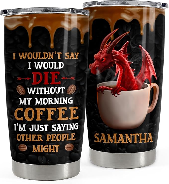 SANDJEST Personalized Dragon Tumbler Funny Dragon Coffee 20oz 30oz Tumblers with Lid Gift for Coffee Lovers Dragons Love Women Girl Friends Christmas Birthday - Bloomnest
