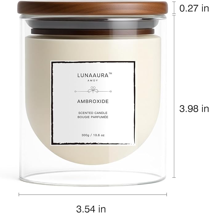 Scented Candles by LUNAAURA | Ambroxide - Amber, Labdanum, Sandalwood, Musk, Patchouli | Aromatic Candle for Relaxation & Meditation | Long-Lasting 65 Hour Burn Time & Clean Burn(10.6 oz) - Bloomnest