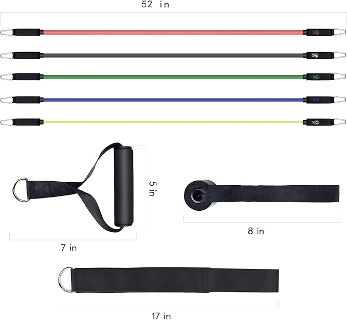 Resistance Bands, Simmgud Exercise Bands Set with Handles, Work Out Bands with Door Anchor, Ankle Straps for Strength Training, Physical Therapy, Home Gym for Men and Women, Yoga, Pilates 150 LBS - Bloomnest