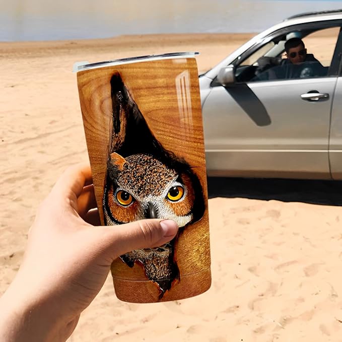 winorax Tumbler 20oz Owl Gifts For Owl Lovers Women Girl Men Boy Owls Wooden Drawings Tumblers Coffee Travel Mug Cup With Lid Owls Gifts For Birthday Christmas - Bloomnest