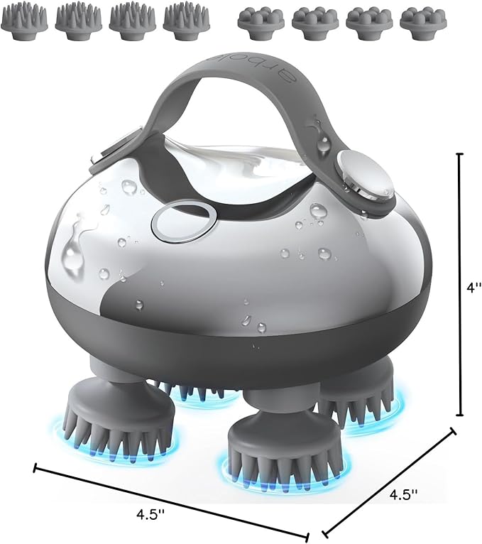 arboleaf Scalp Massager Rechargeable Head Massager Scalp Stress Relax, Waterproof Handheld Hair Scratcher with 8 Removable Massage Claws, Gift for Dad Mom arboleaf